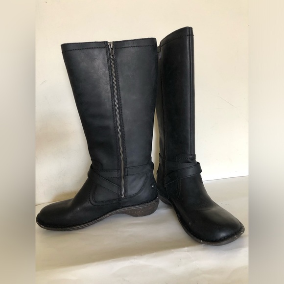 UGG Leather Black Side Zipper Wool Lining Tall boots size 8 - Picture 7 of 11